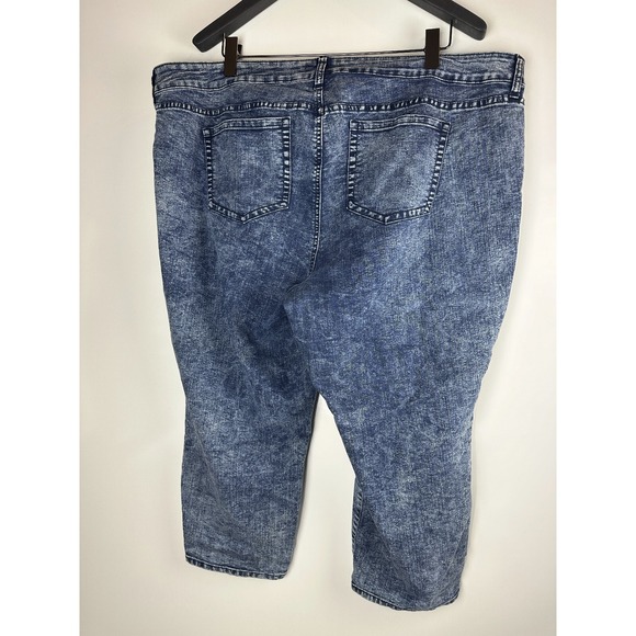Torrid Cropped Skinny Jeans Acid Wash Mid Rise Stretch Blue Womens Plus Size 26 - Picture 8 of 11